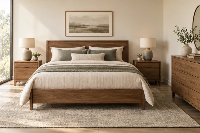 Warm wood bedroom furniture collection