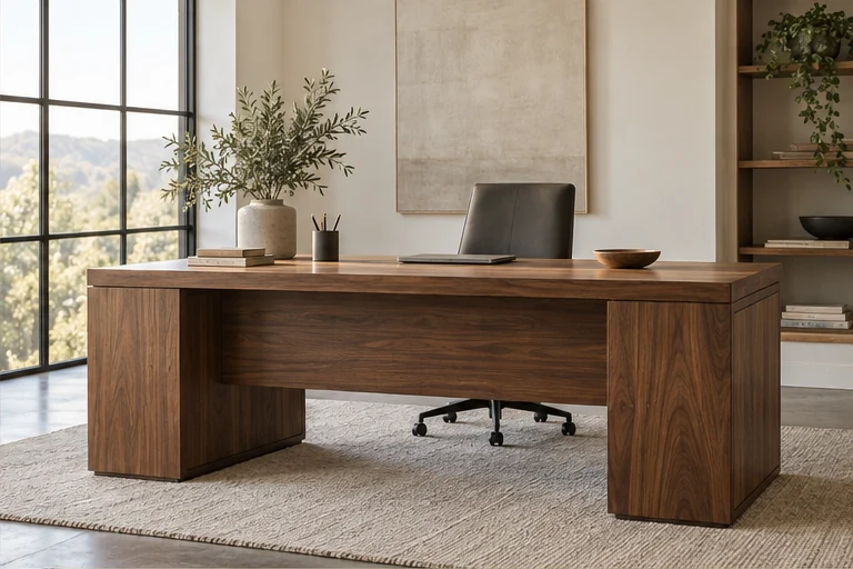 Solid wood executive office desk