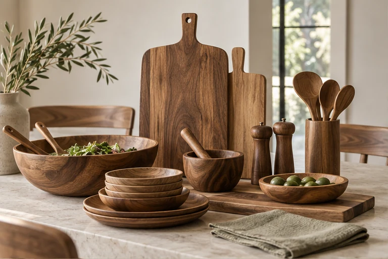 Wooden tableware and kitchenware
